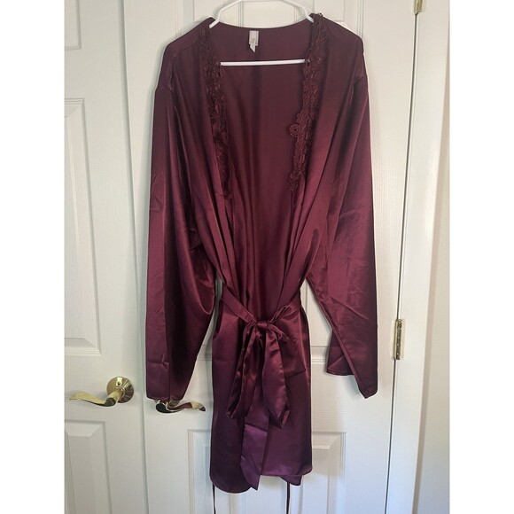 Flora By Flora Nikrooz Maroon Lace Robe Women 3X - Picture 1 of 7